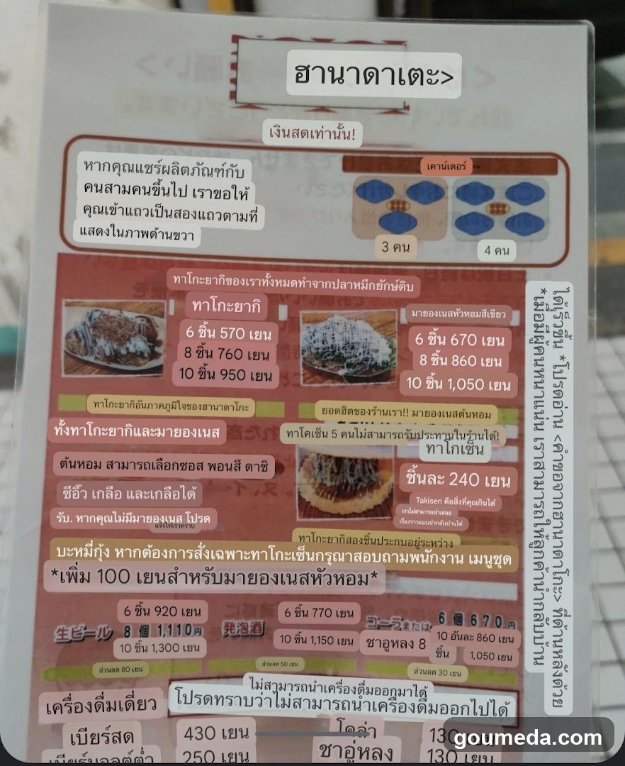 Aanada Menu Board