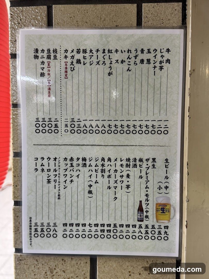 Japanese Drink Menu Board