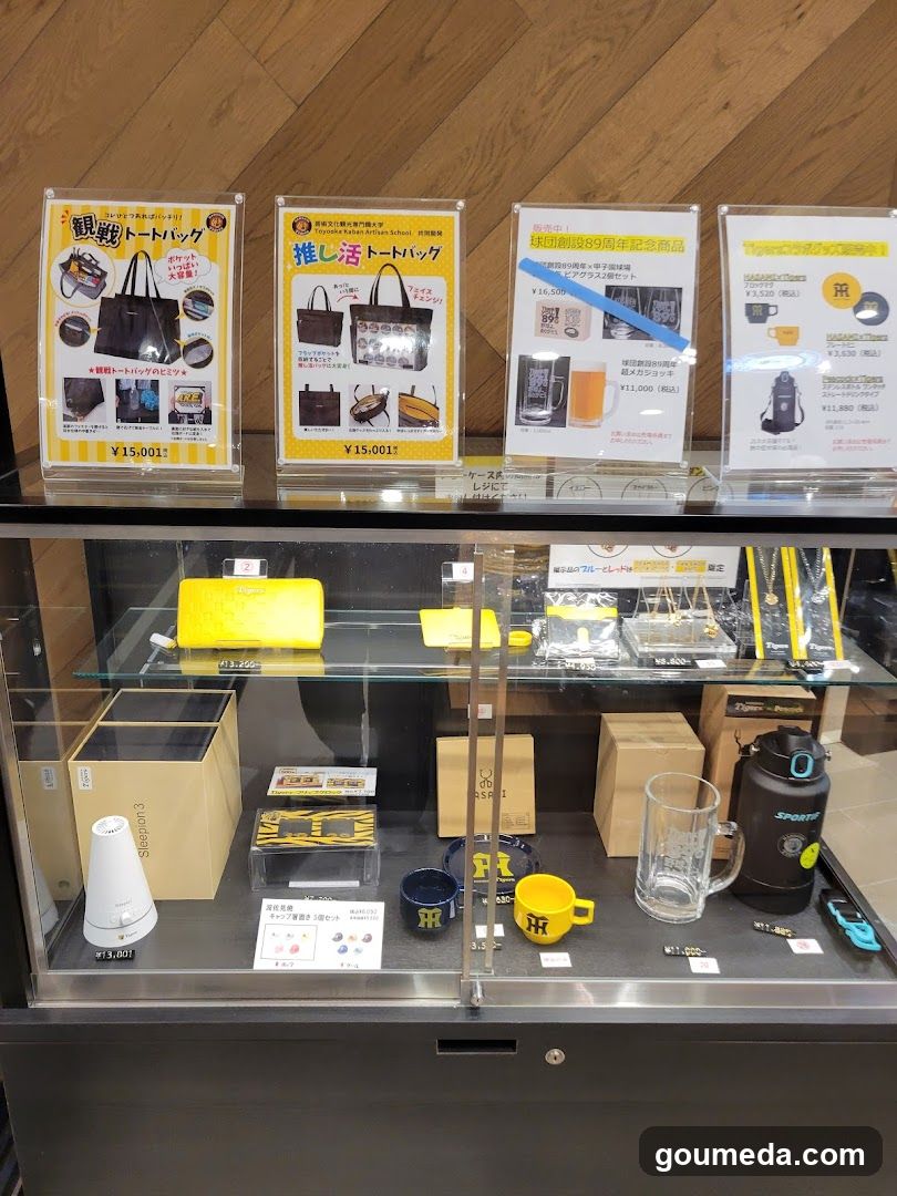 Display Case with Merchandise and Posters