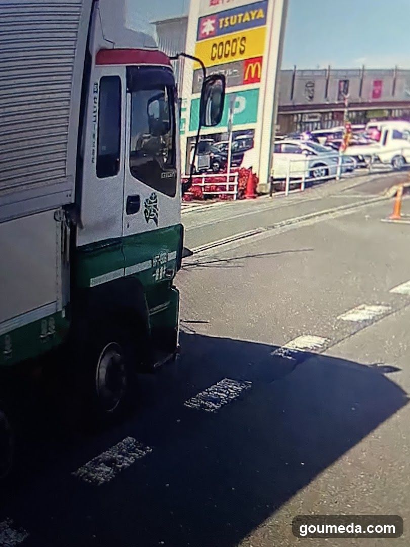 Truck near shopping center entrance