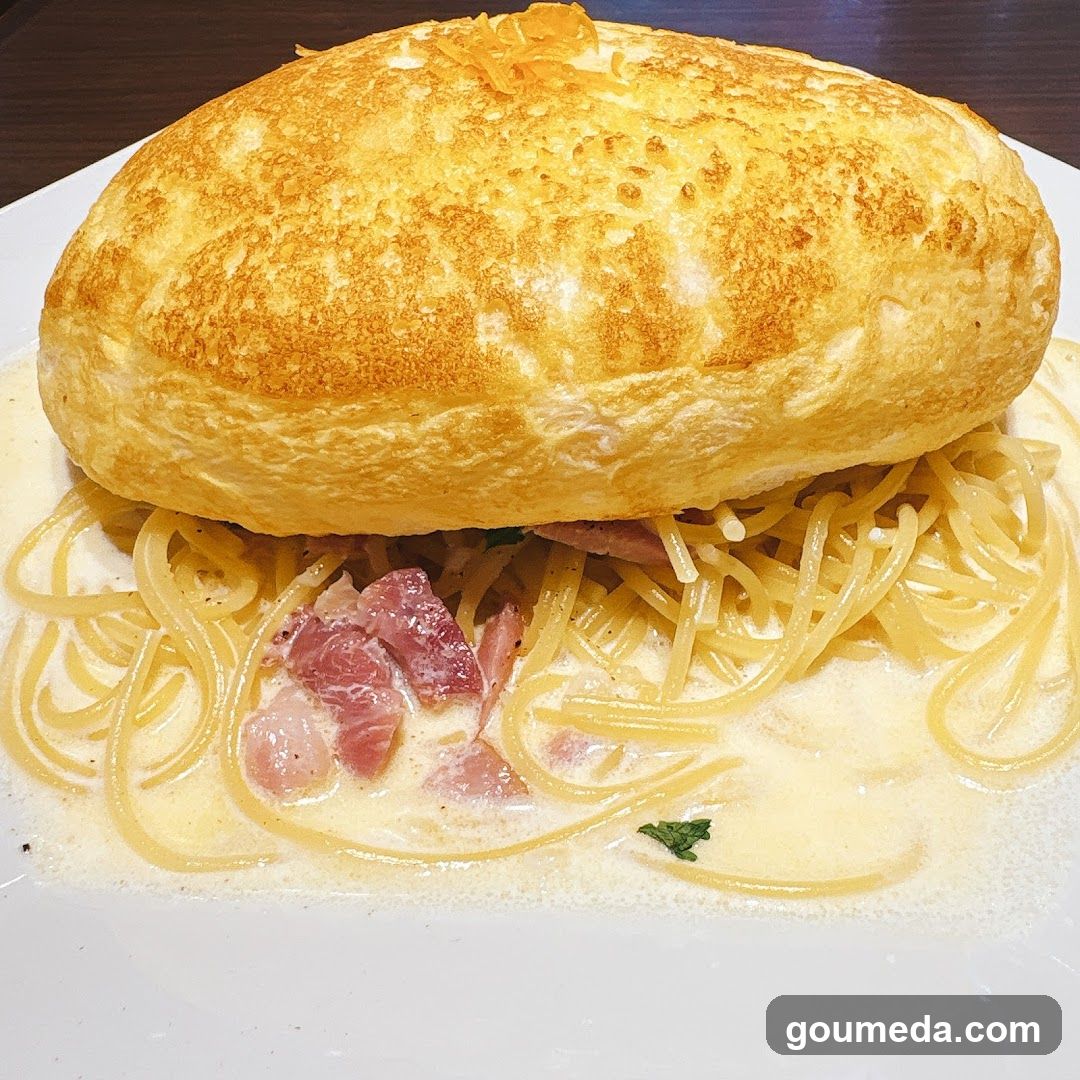 Creamy Pasta with Ham and Omelette