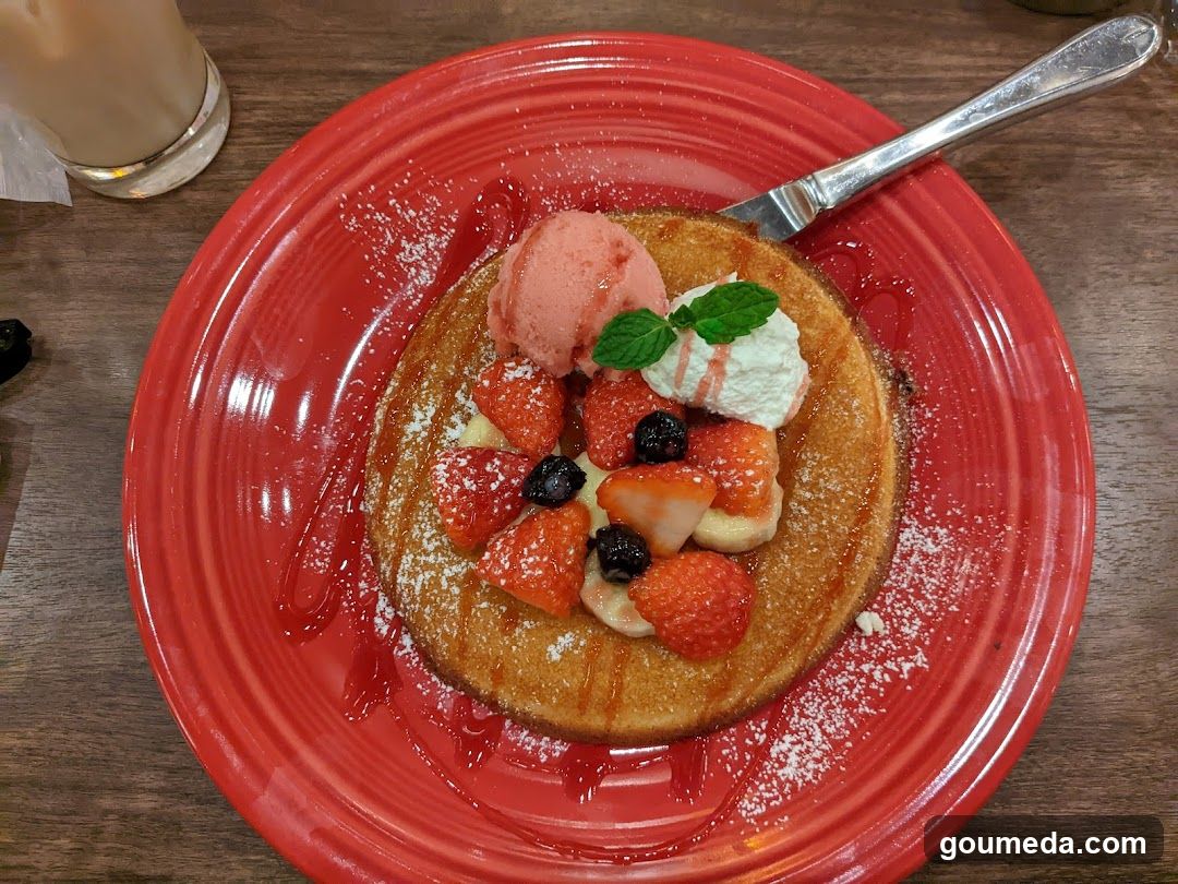 Strawberry Pancake with Ice Cream