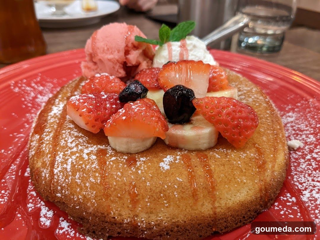 Fruit Topped Pancake with Ice Cream