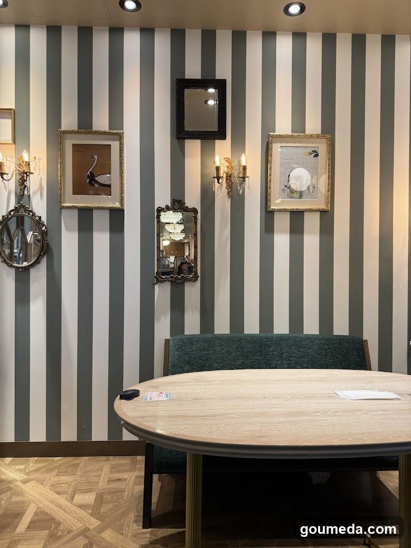 Interior Dining Area with Striped Wall