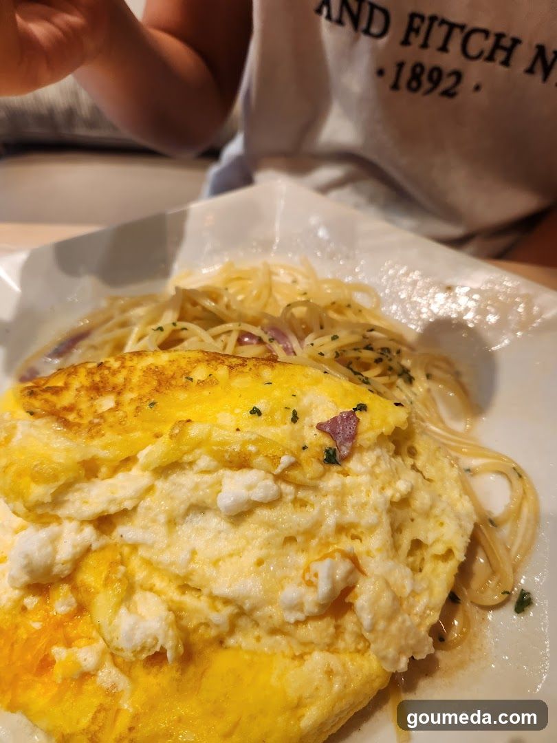 Omelette and Pasta Dish