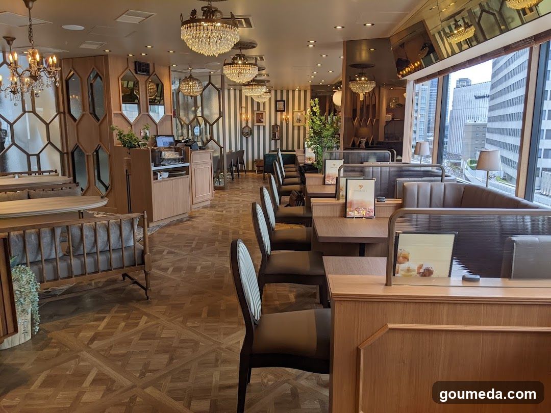 Elegant Restaurant Interior with City View