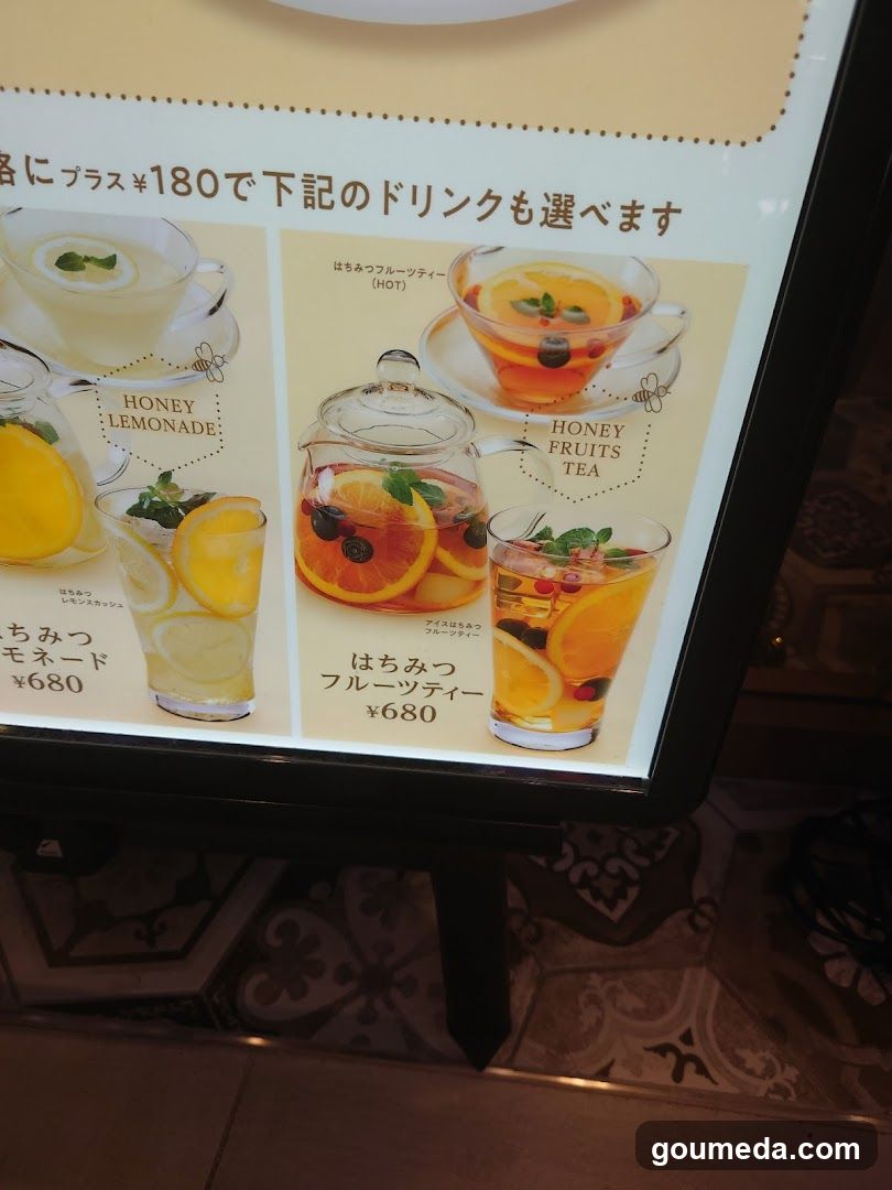 Honey Lemonade and Honey Fruits Tea Menu Display