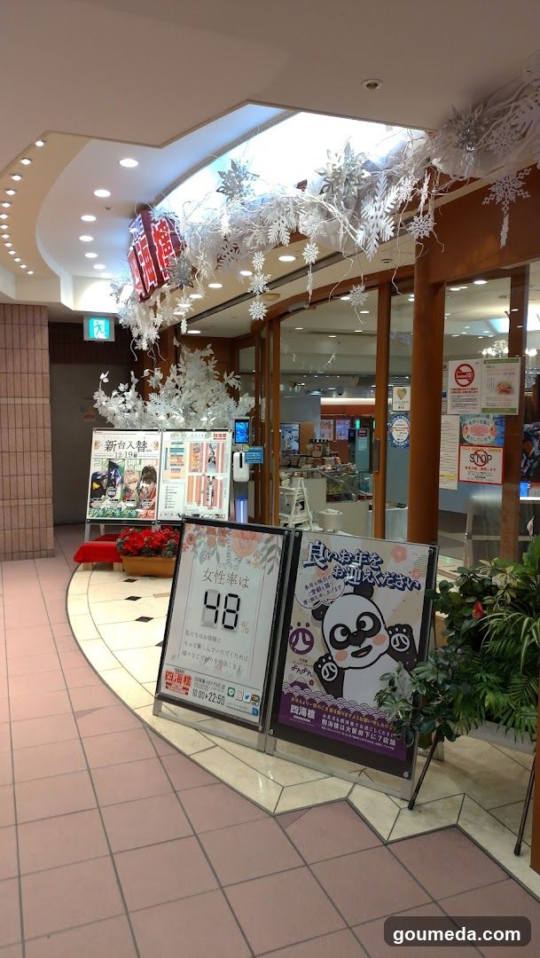Shopping Mall Interior with Decorations and Posters