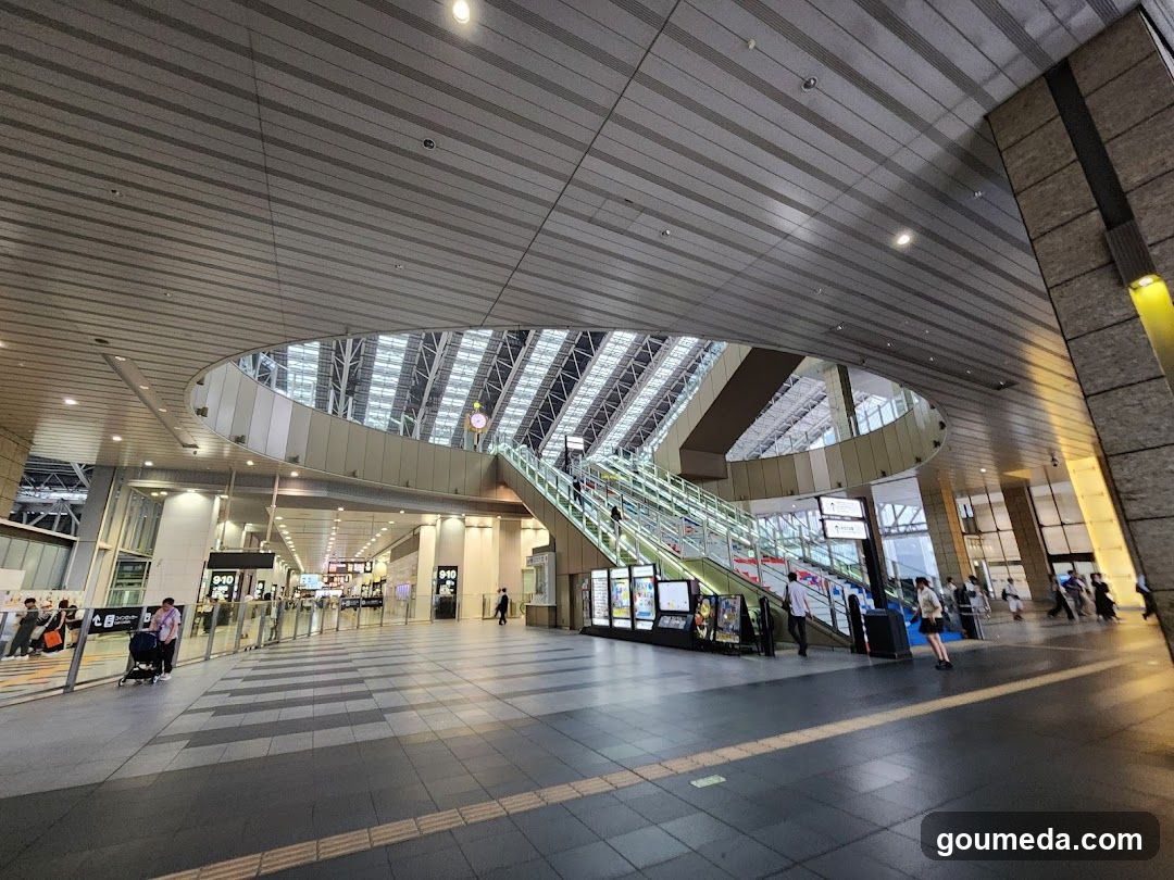Station Interior with Stairs and Displays