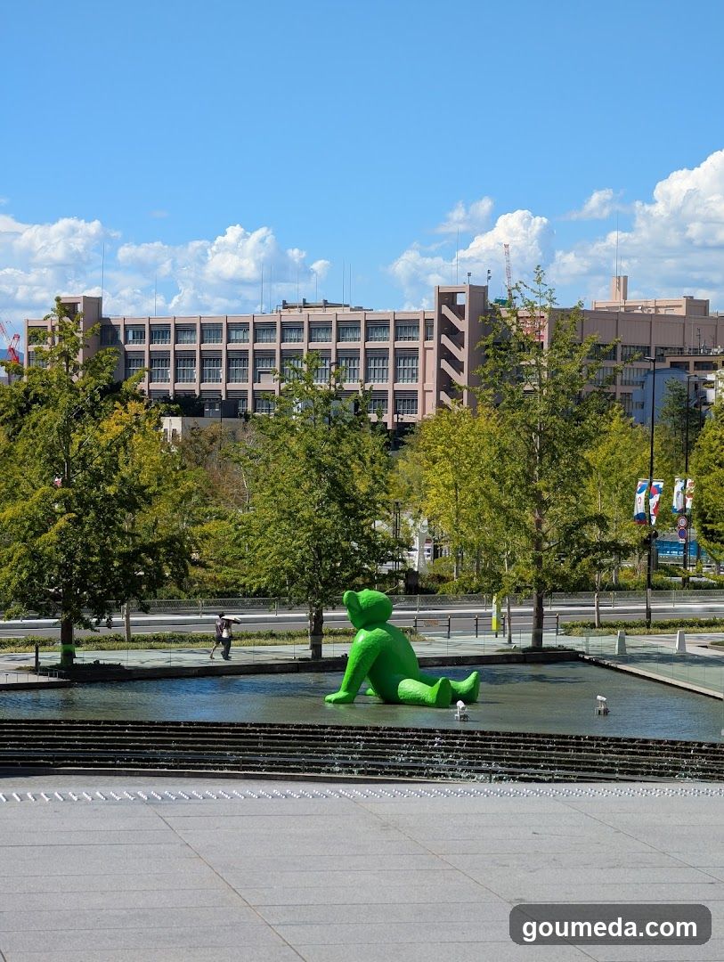 Green Bear Sculpture in Public Square