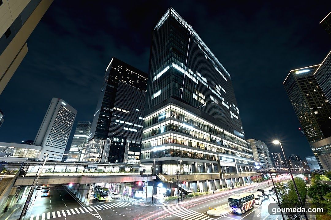 Night Cityscape with Modern Buildings