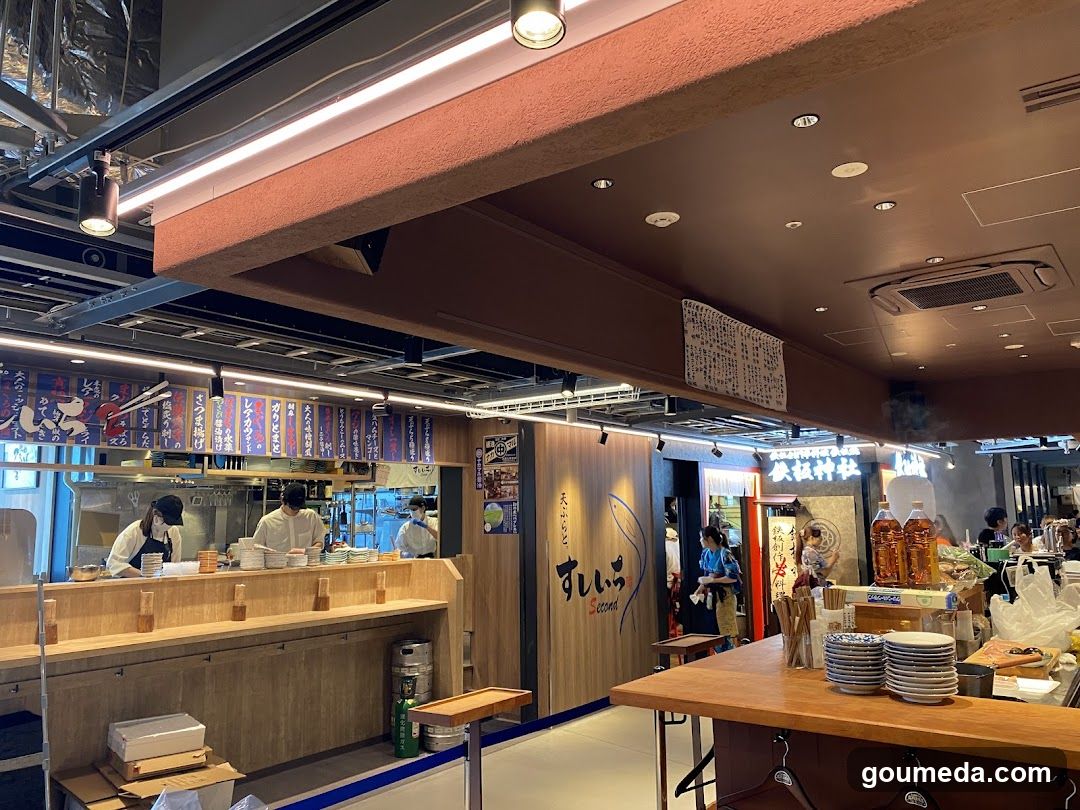 Restaurant Interior with Counter and Staff