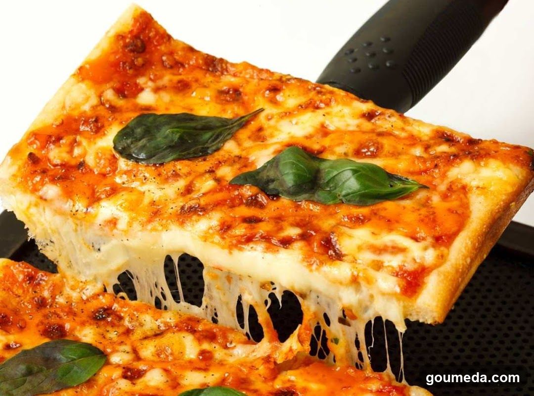 Cheese Pizza Slice with Basil