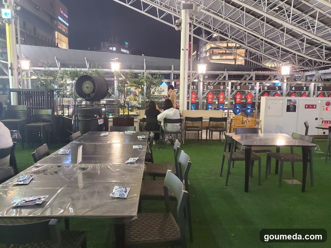 Outdoor Dining Area at Night