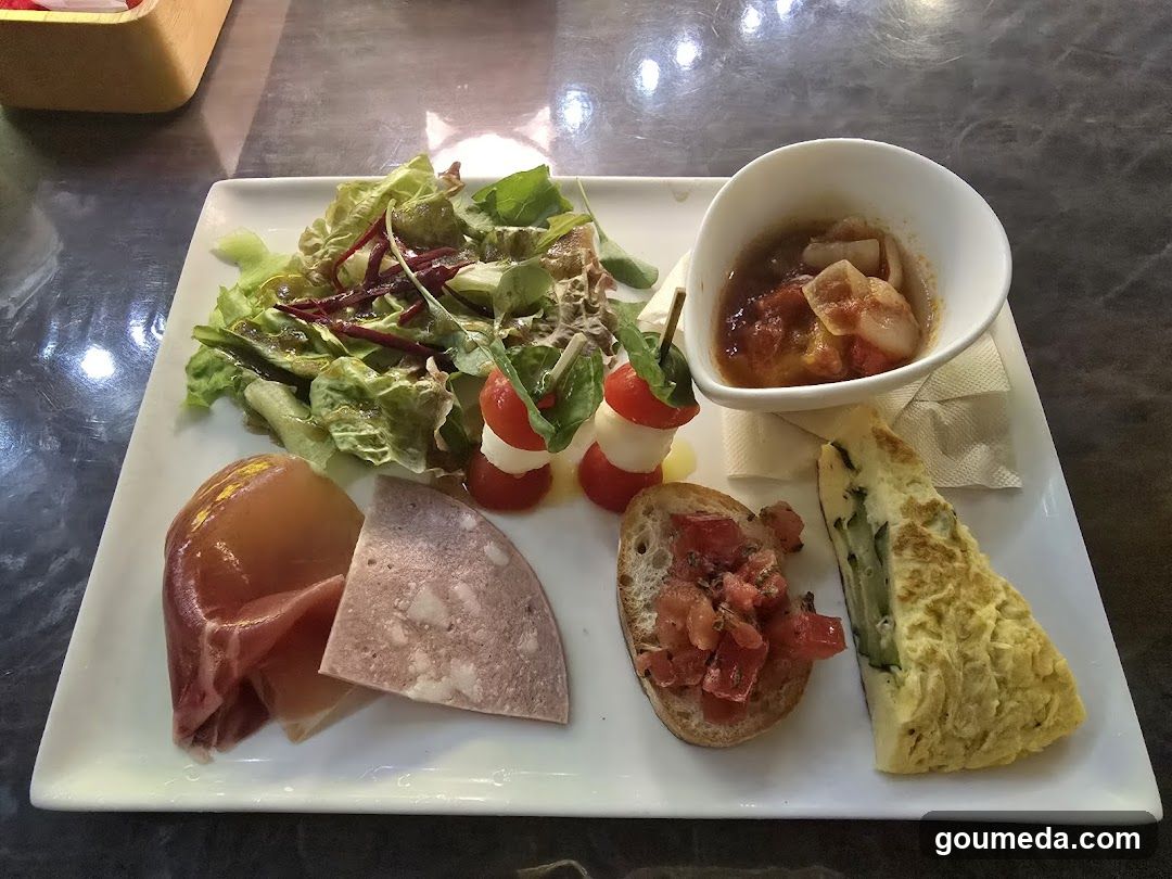 Breakfast Plate with Salad, Salami, and Omelette