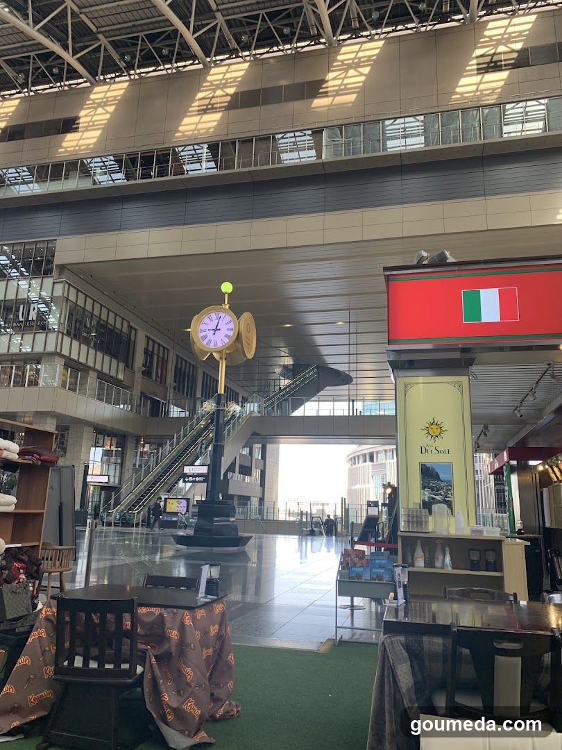 Station Interior with Clock and Shop Display
