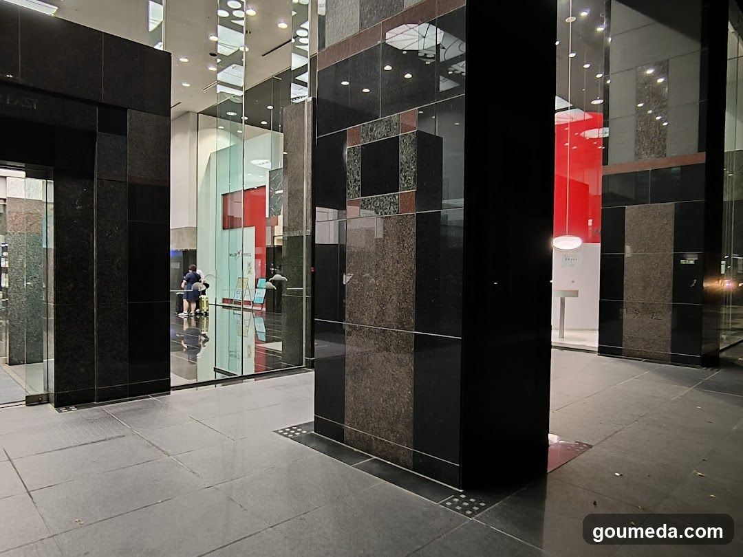 Interior of a modern building lobby or showroom