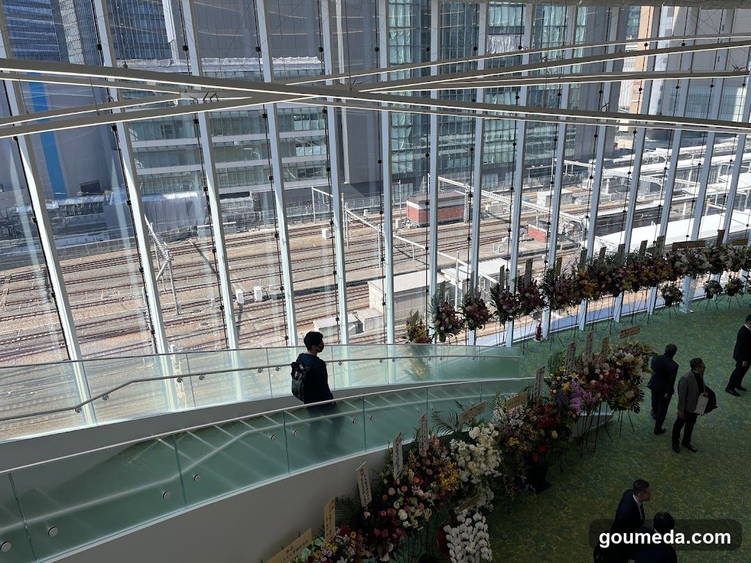 Flower Tributes at Modern Building Interior