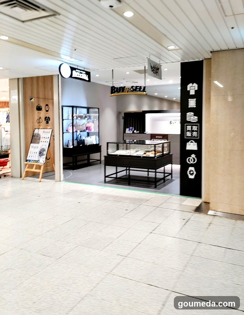 Store Interior with Display Cases and Signage