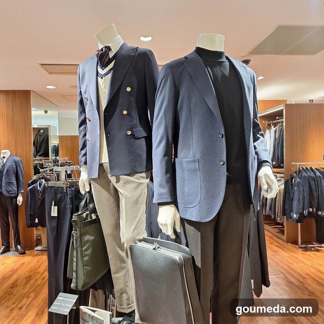 Men's Suit Display in Clothing Store