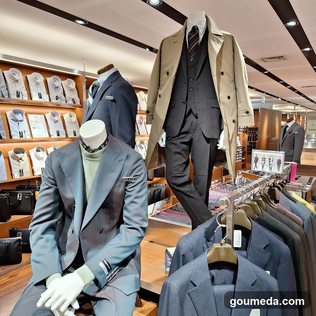 Men's Suit Display in Retail Store
