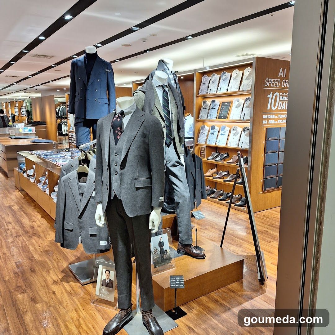 Men's Suit Display in Store Interior