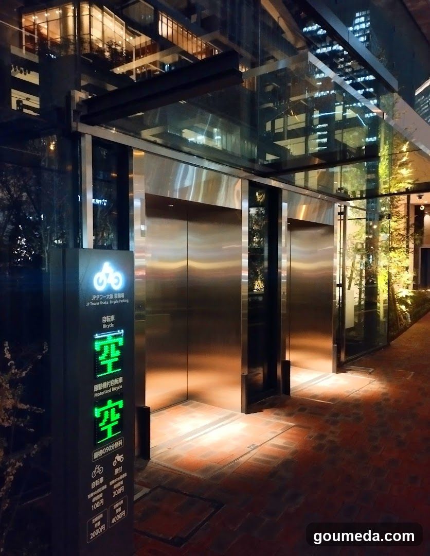 Bike Parking Sign at Night