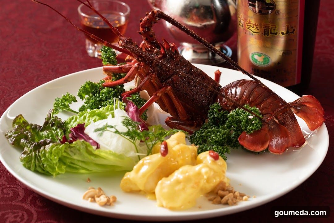Lobster Dish with Side Salad and Sauce