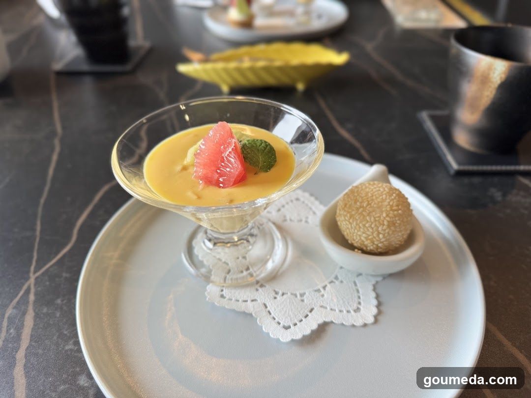 Dessert with Fruit and Sesame Ball