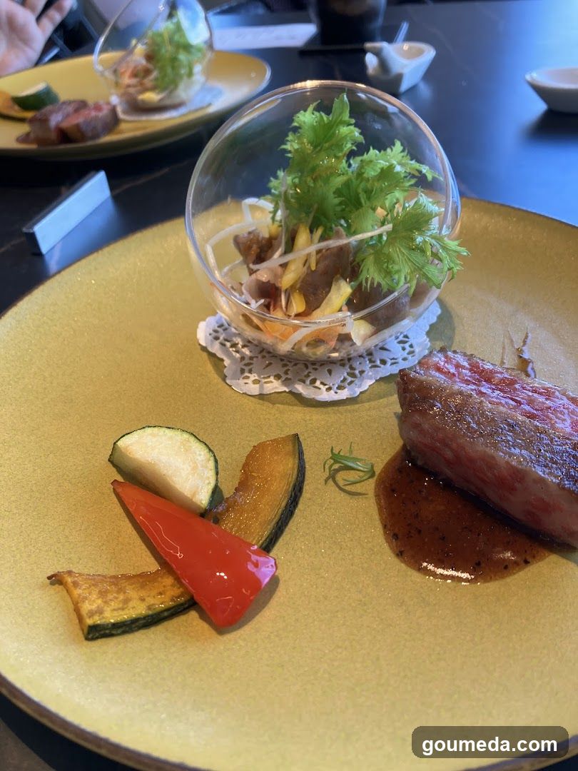 Fine Dining Plate with Beef and Salad