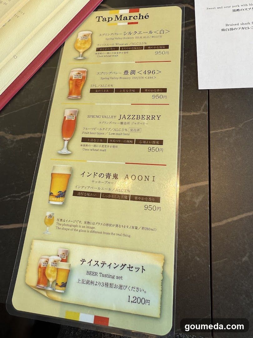 Tap Marché Beer Menu
