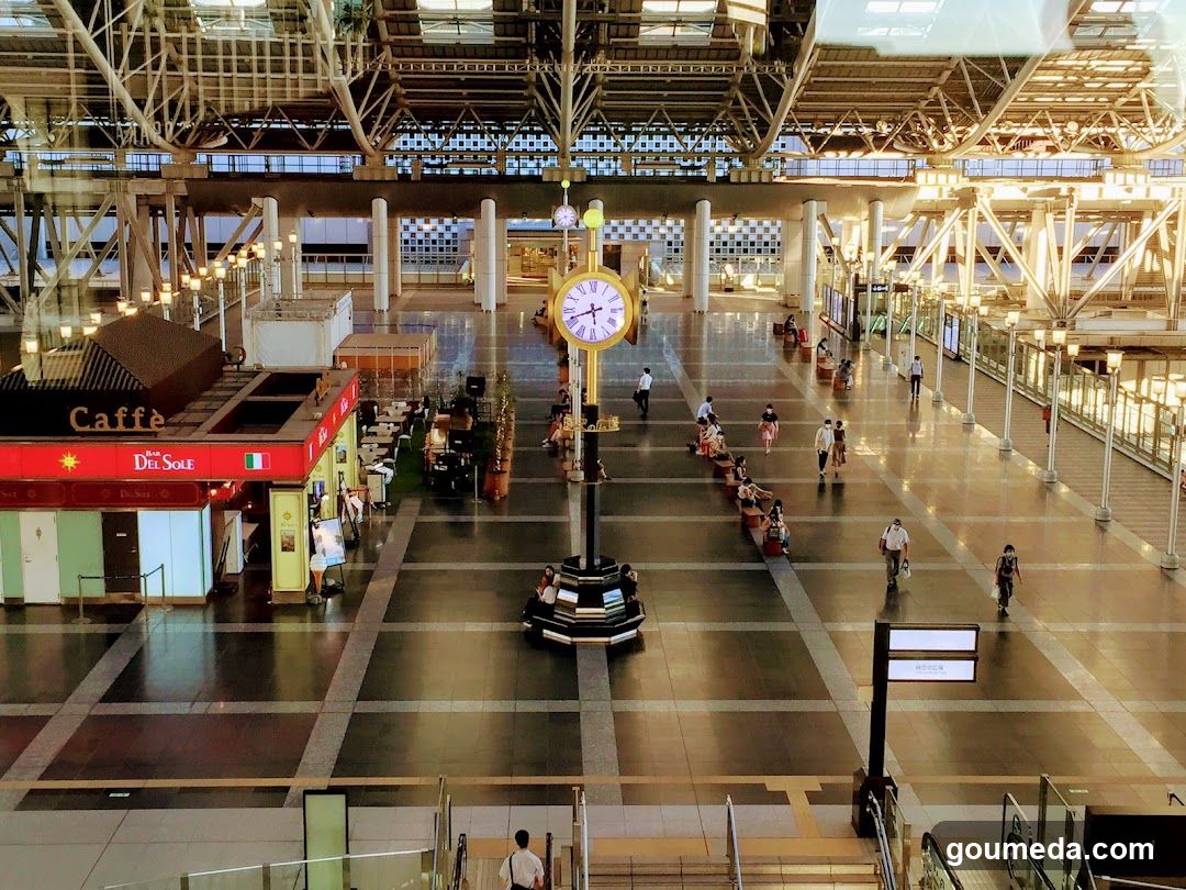 Train Station Interior with Cafe Signage