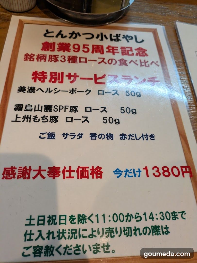 Tonkatsu Menu