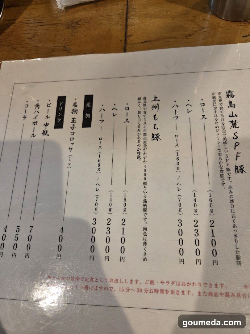 Japanese Menu Page