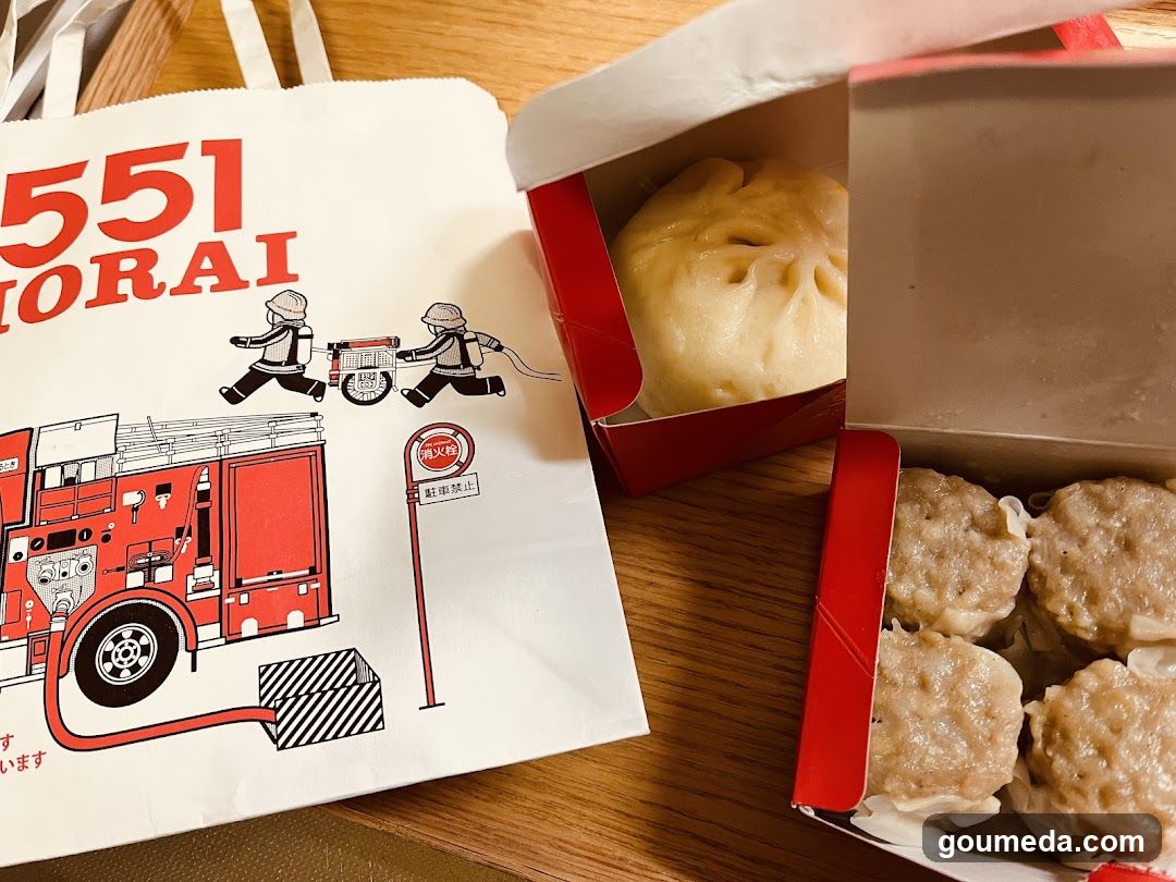 Food packaging with dumplings and fire truck illustration