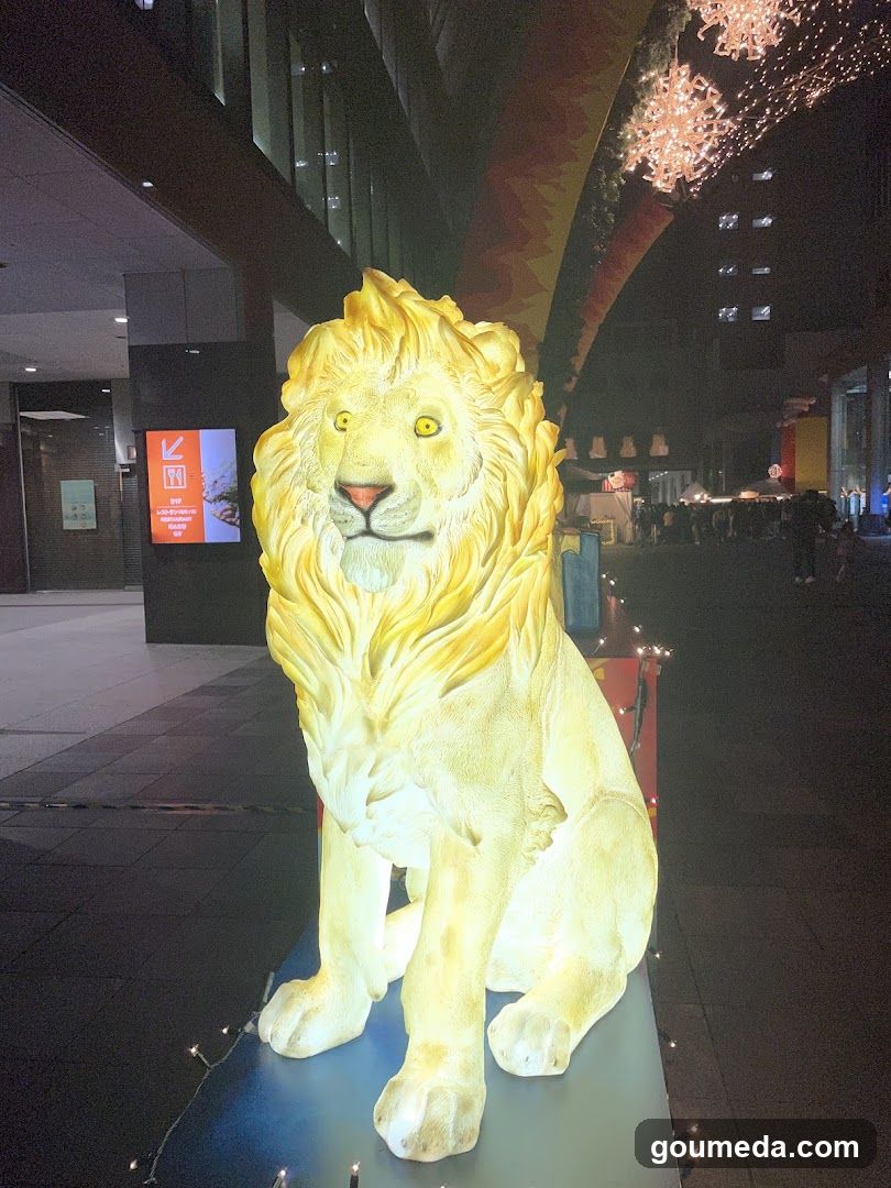 Lion Statue at Night