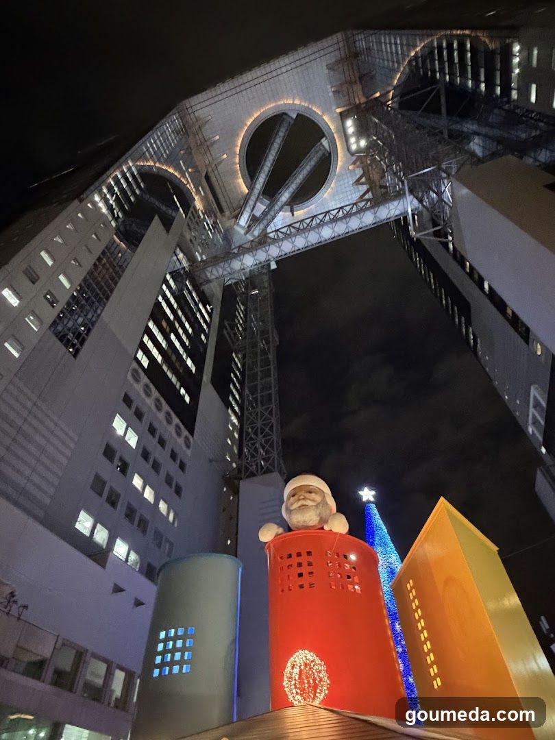 Night Cityscape with Christmas Decorations