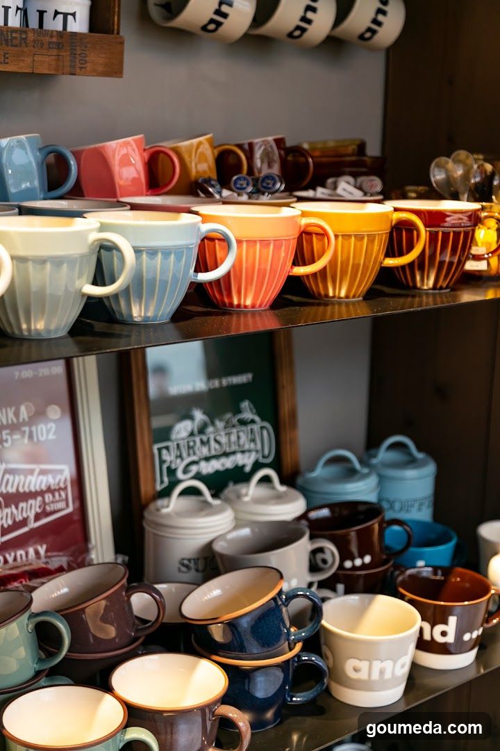 Colorful Ceramic Mugs Display