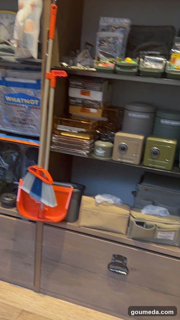 Storage Shelf with Cleaning Supplies and Organizers