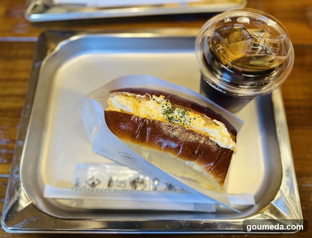 Egg Sandwich and Coffee on Tray