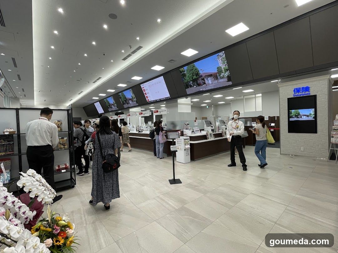 Interior of a Japanese service center or bank hall
