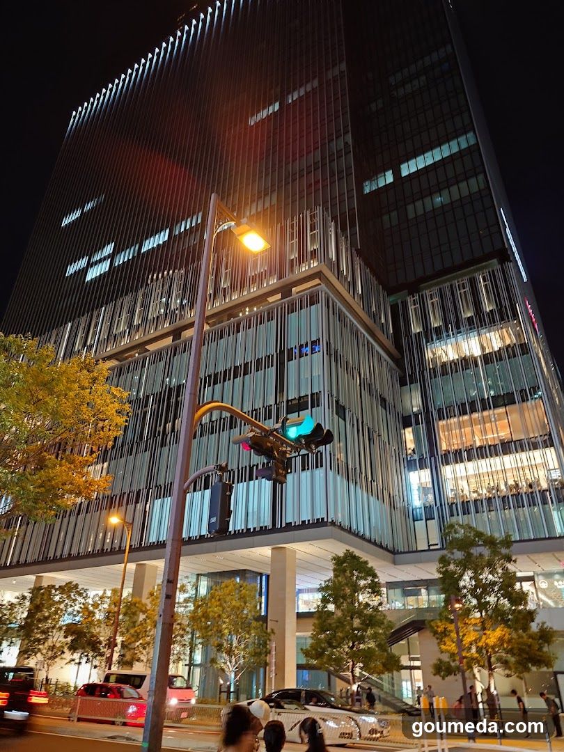 Night view of modern building exterior
