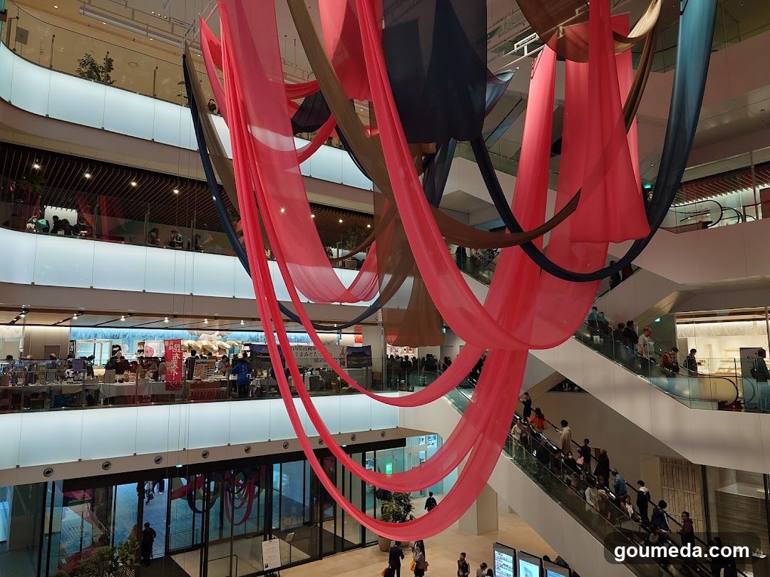 Suspended Fabric Art in Mall