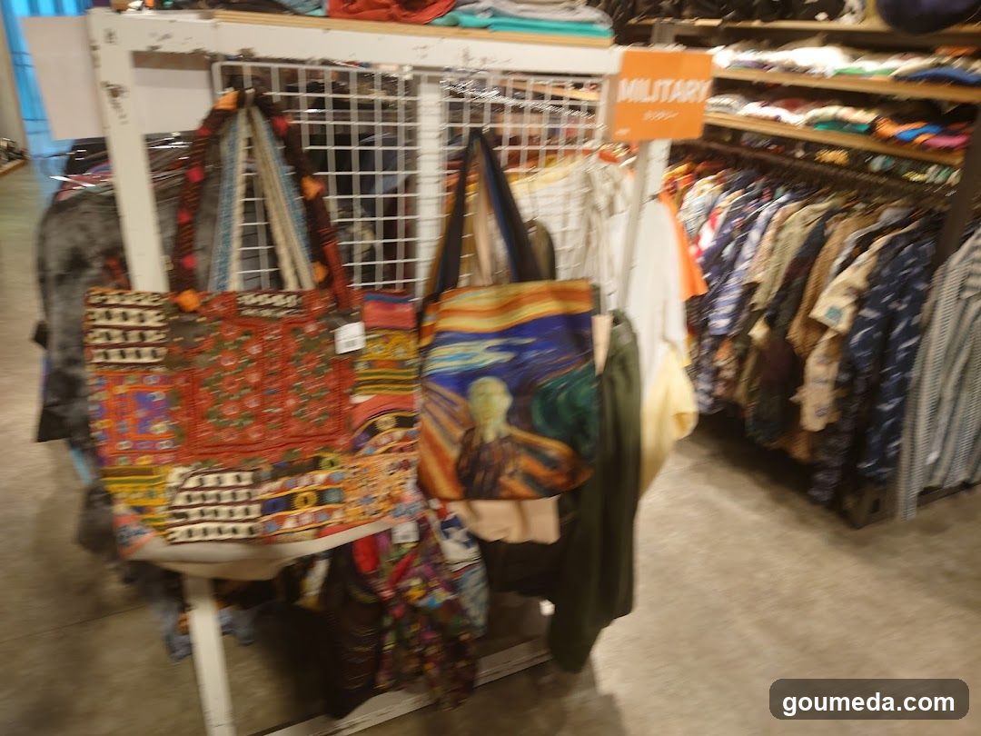 Clothing and Bag Display in Store