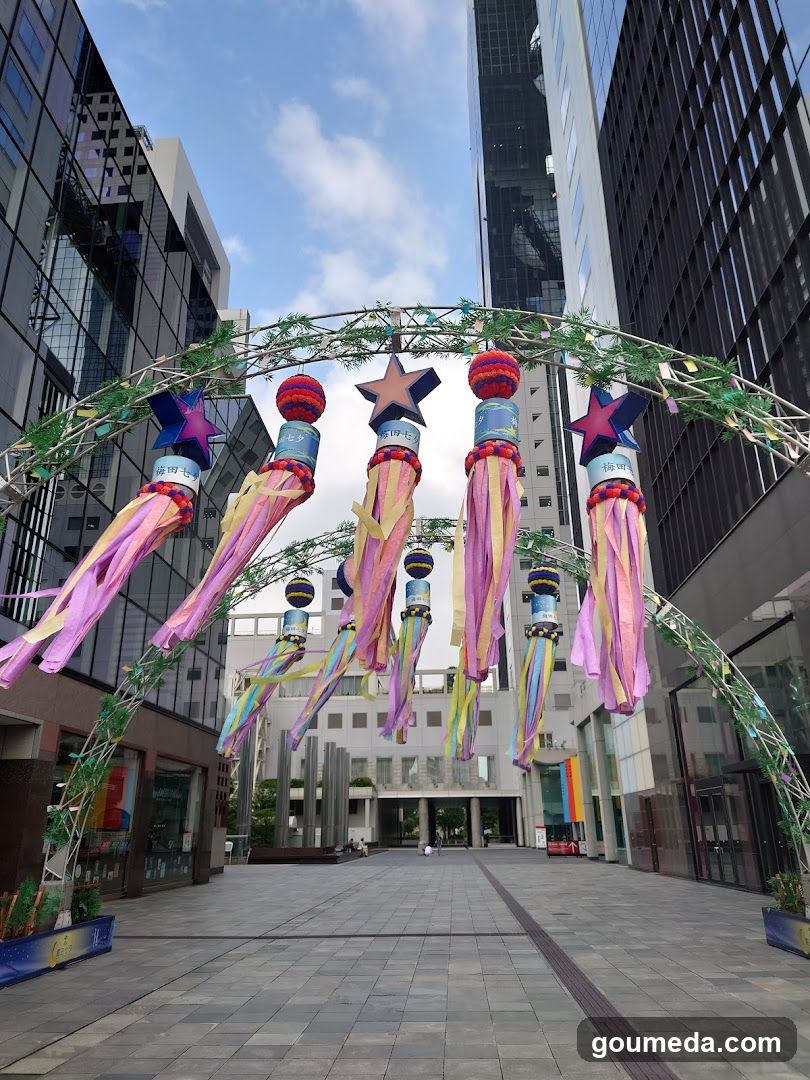 Festival Archway with Colorful Streamers