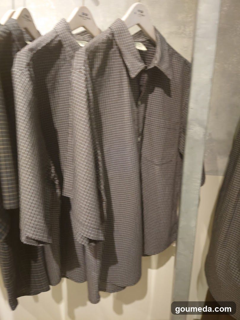 Hanging shirts in store display