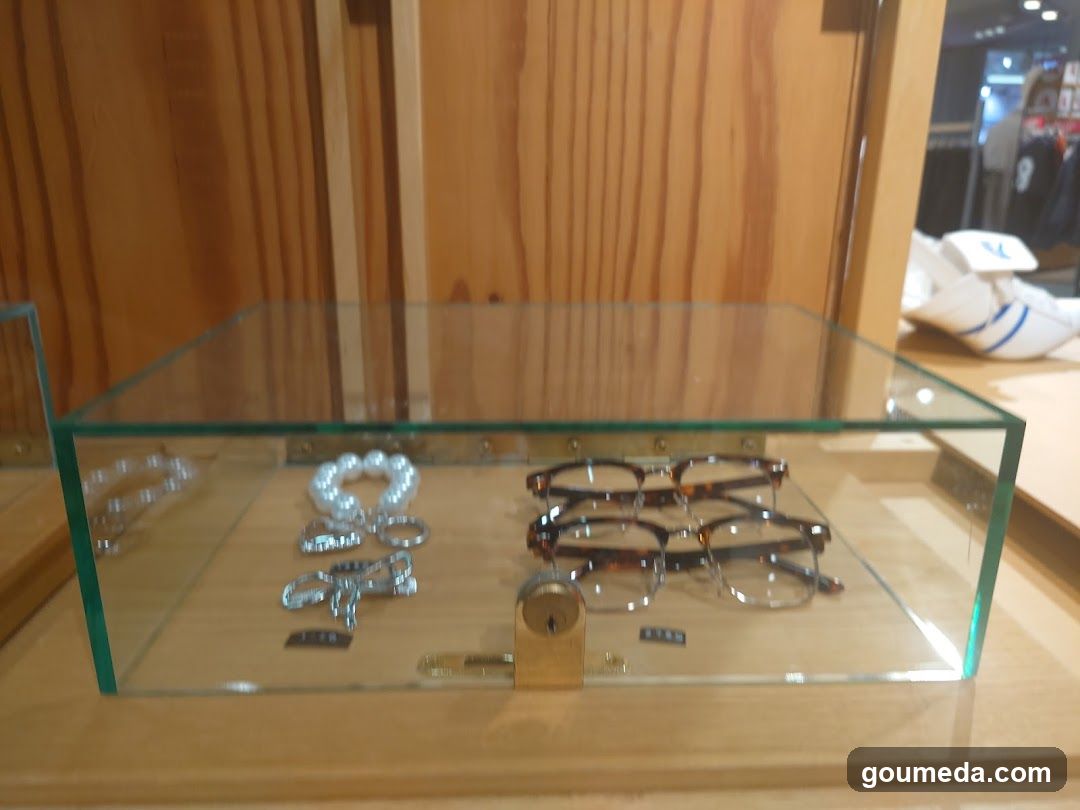 Glass Display Case with Accessories