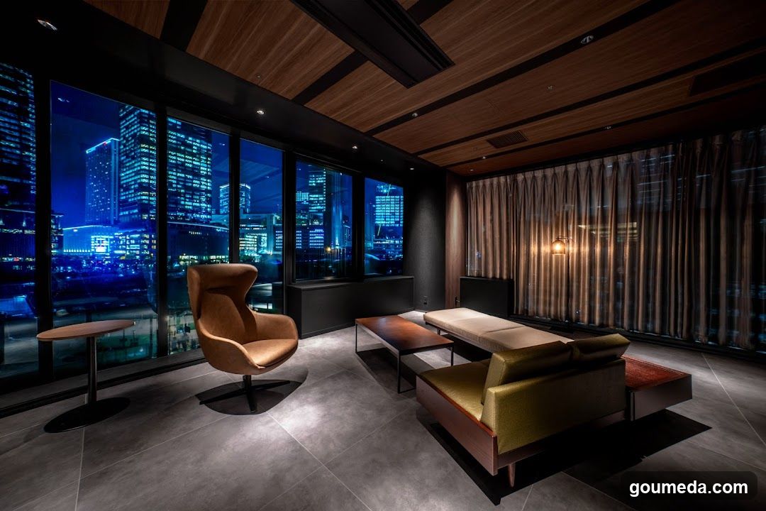 Modern Lounge Interior with City View
