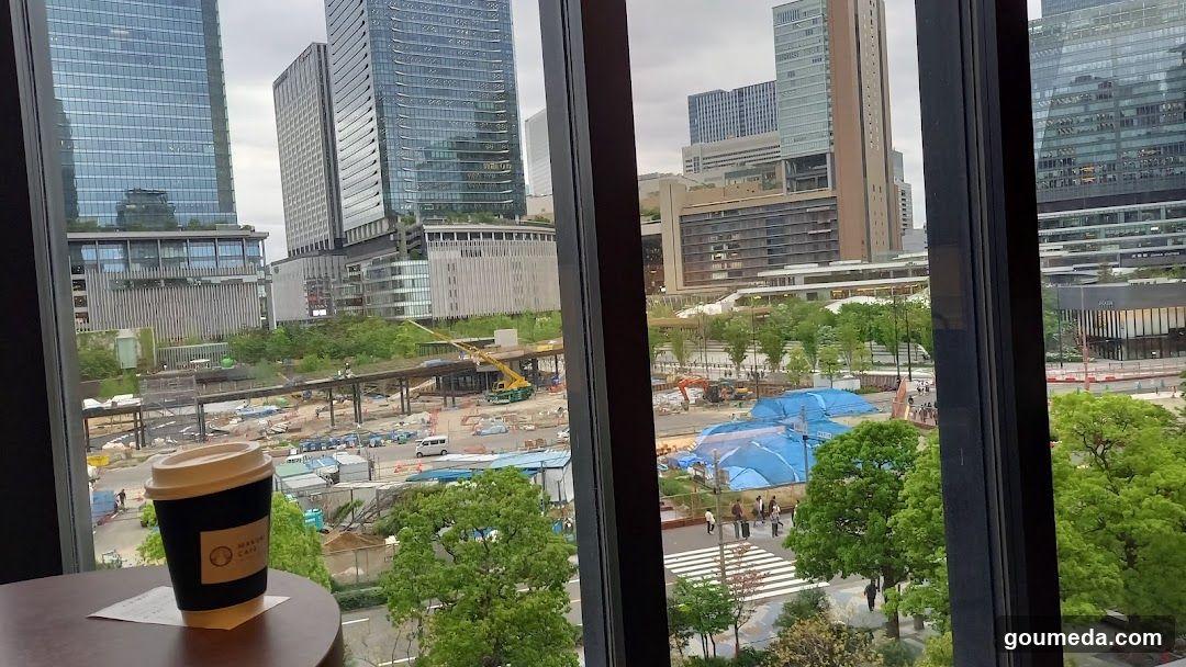 City View from Window with Coffee Cup