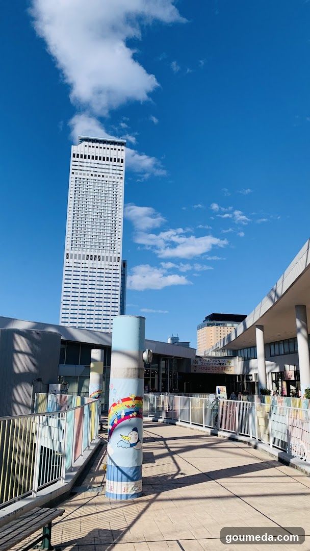 Urban Skyline with Colorful Pillars